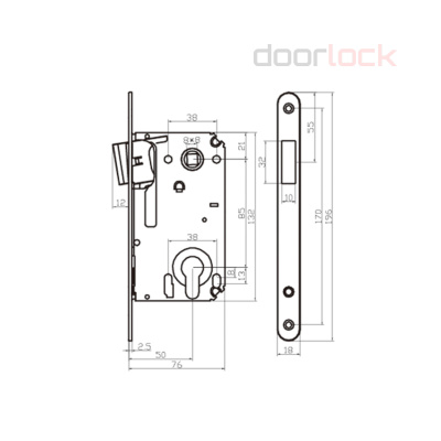 Замок дверной магнитный  Doorlock DL441M/С/50/85/18/SN, цилиндровый, матовый никель
