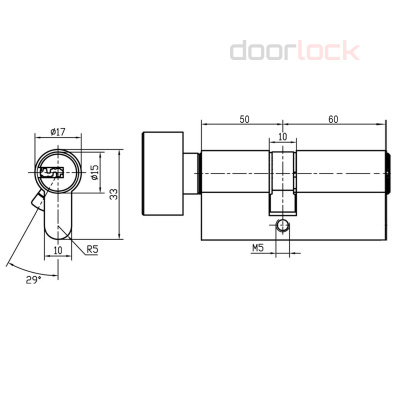 Цилиндр DOORLOCK V K2300AB N, серия Variant