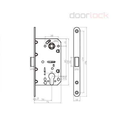 Замок дверной магнитный Doorlock DL451M/С/50/85/18/SCr, цилиндровый, матовый хром