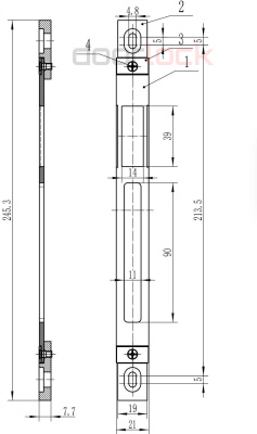 Запорная планка DL P21/245/AD Ni никелированная регулируемая, для профильных замков 
