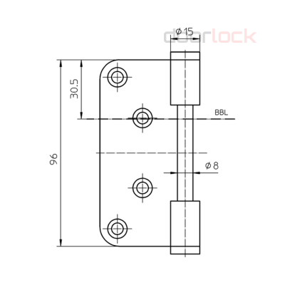 Петля SIMONSWERK VARIANT V0087 WF (часть полотна) никелированная