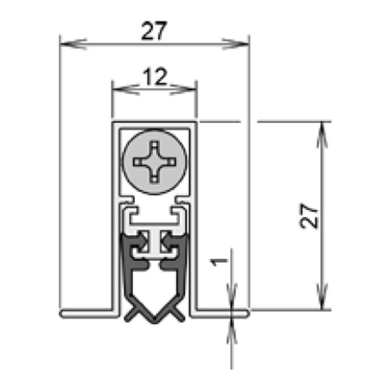 Порог автоматический Athmer M-12/28 OS Omega Silicone L=630мм (ригель на стороне петель)