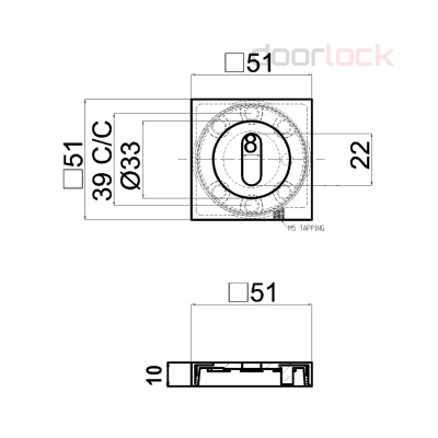 Розетка DOORLOCK M04/SY OB OLV-15 A=35-55мм, квадратная розетка